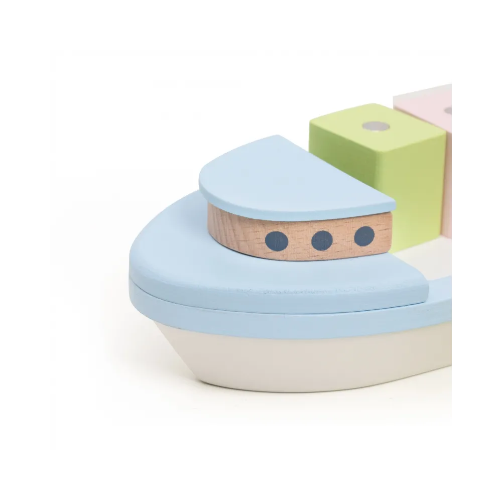 CLASSIC WORLD Drewniany Statek Układanie Bloków 13 el.