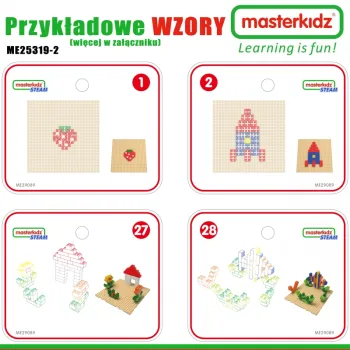 MASTERKIDZ Drewniany Stół Edukacyjny + AKCESORIA STEM WALL + 135 Klocków