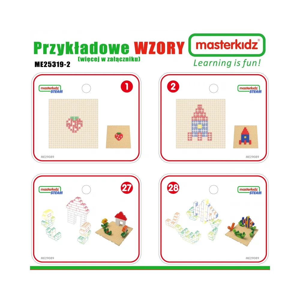 MASTERKIDZ Drewniany Stół Edukacyjny + AKCESORIA STEM WALL + 135 Klocków