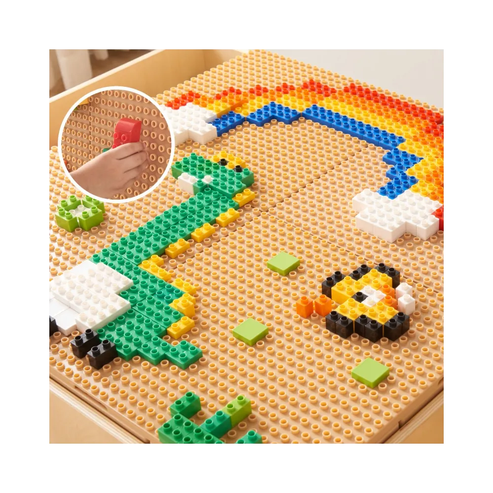 MASTERKIDZ Drewniany Stół Edukacyjny + AKCESORIA STEM WALL + 563 Klocków