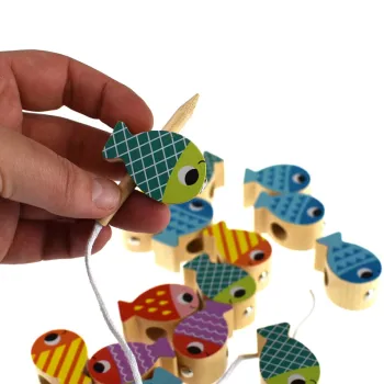 TOOKY TOY Drewniana Gra Wieloryb i Rybki Wielofunkcyjna 4 w 1