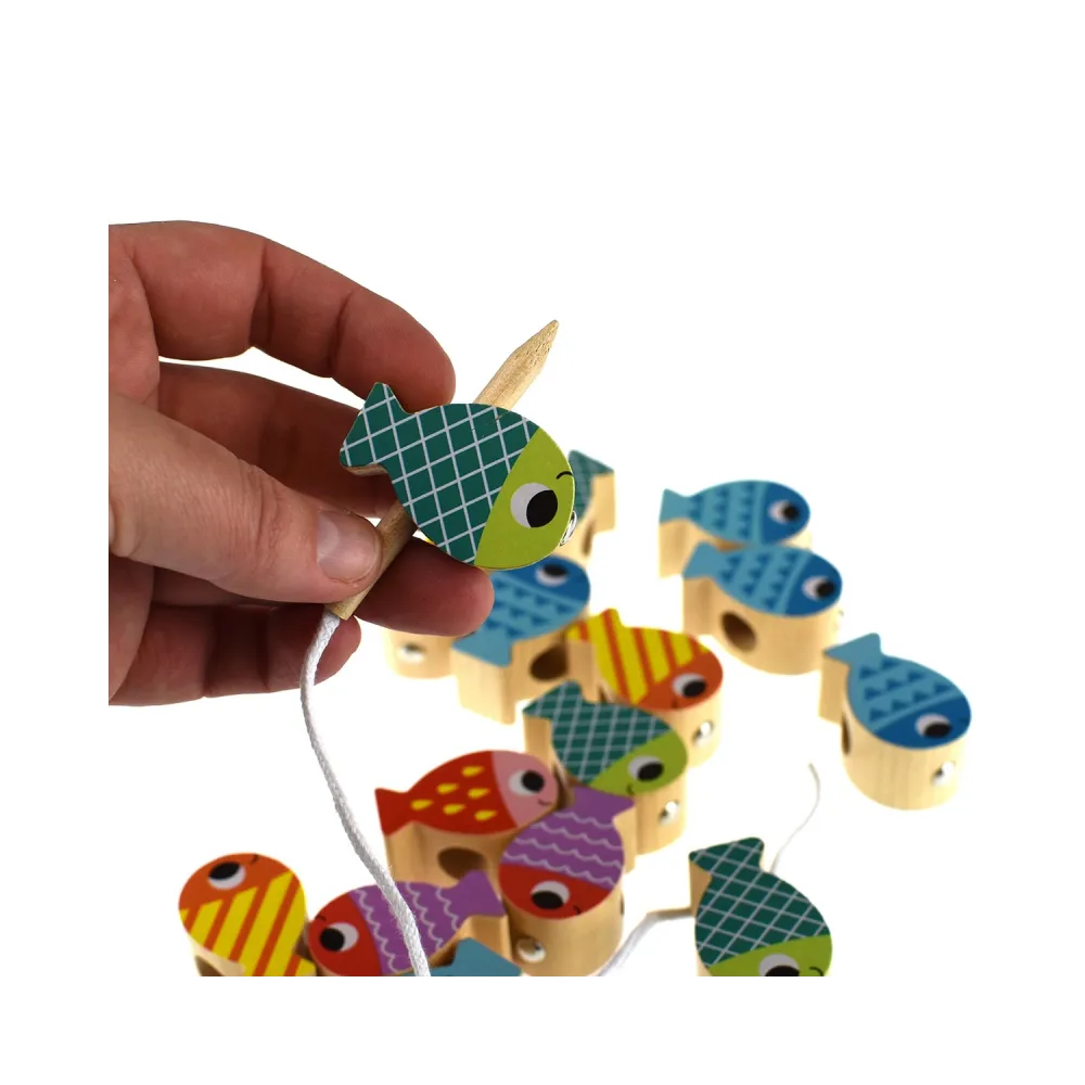 TOOKY TOY Drewniana Gra Wieloryb i Rybki Wielofunkcyjna 4 w 1