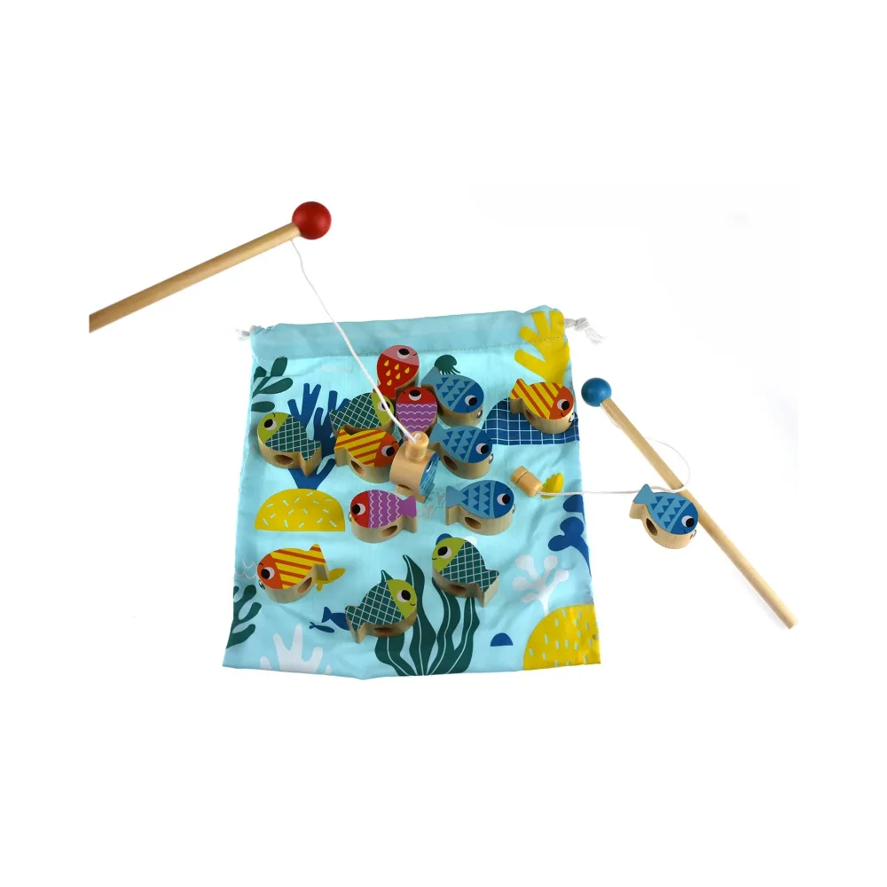 TOOKY TOY Drewniana Gra Wieloryb i Rybki Wielofunkcyjna 4 w 1