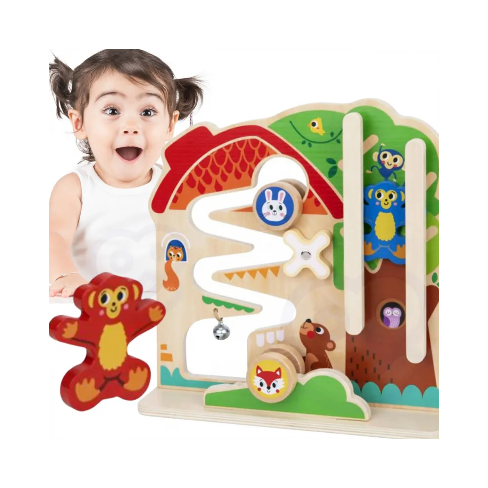 TOOKY TOY Drewniana Tablica Manipulacyjna Montessori Labirynt