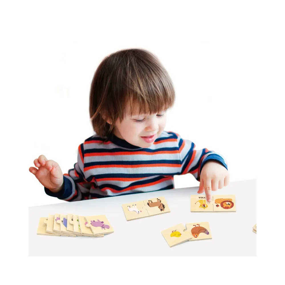VIGA Drewniane Puzzle Układanka Zwierzątka Małe i Duże
