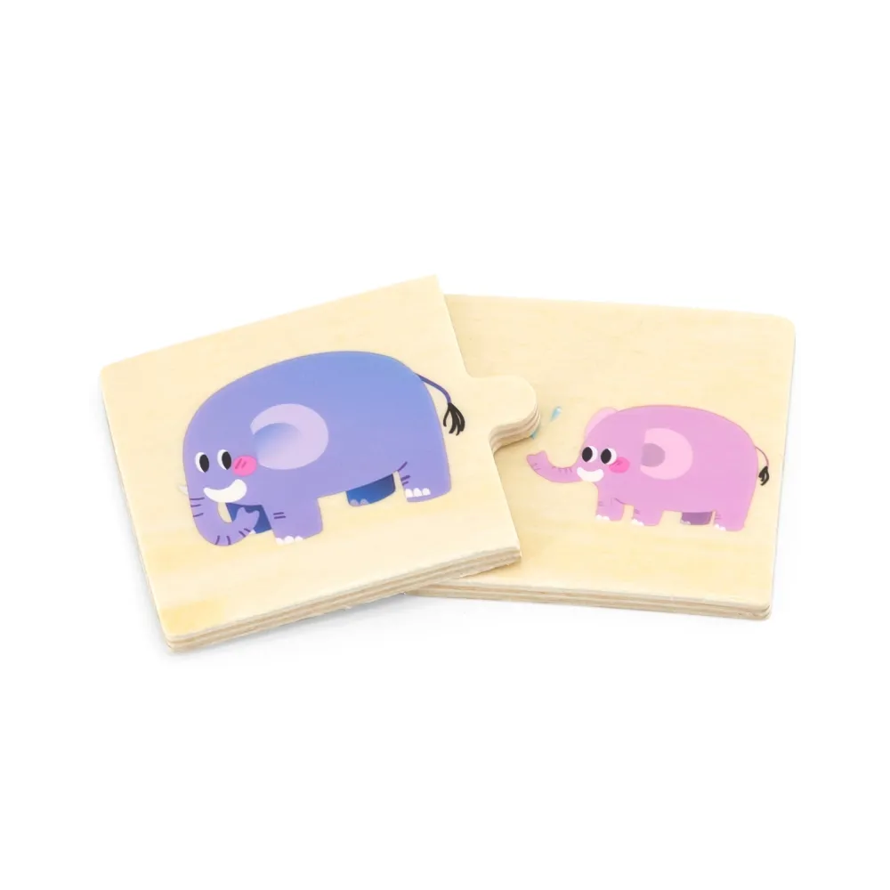 VIGA Drewniane Puzzle Układanka Zwierzątka Małe i Duże