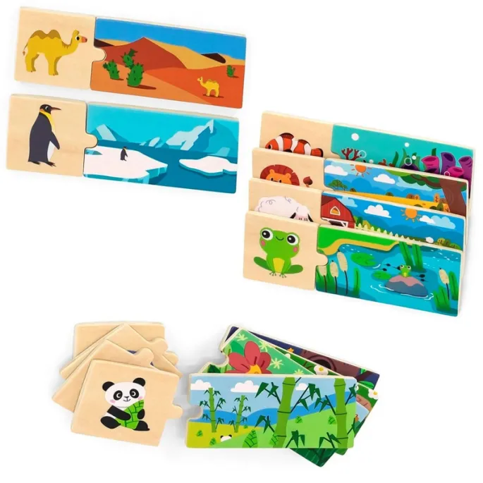 Zwierzęta w naturalnych miejscach dzięki puzzlom VIGA.