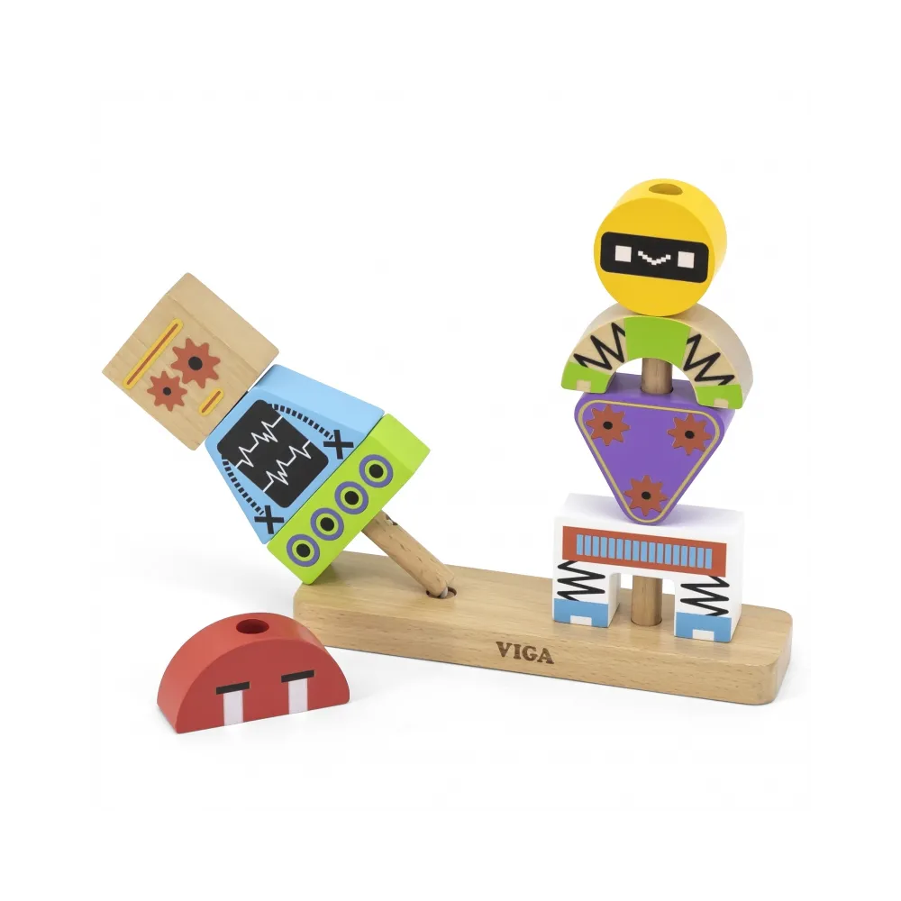 VIGA Układanka Piramidka Roboty + Wzory 8 el.
