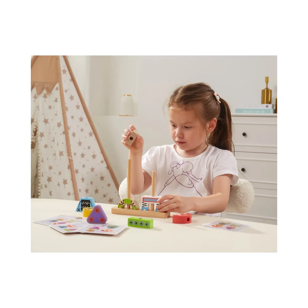 VIGA Układanka Piramidka Roboty + Wzory 8 el.