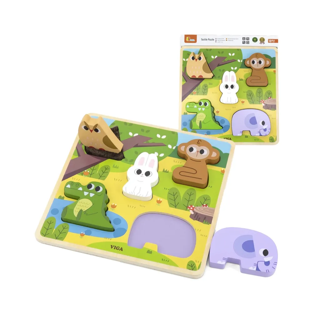 VIGA Drewniana Układanka Puzzle Zwierzątka Las do Dopasowania