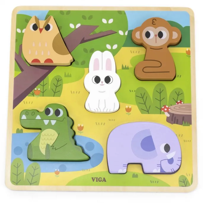 Puzzle zwierzątka w lesie dla maluchów