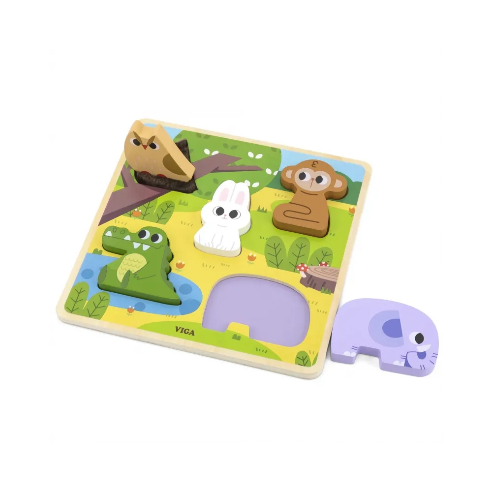 VIGA Drewniana Układanka Puzzle Zwierzątka Las do Dopasowania