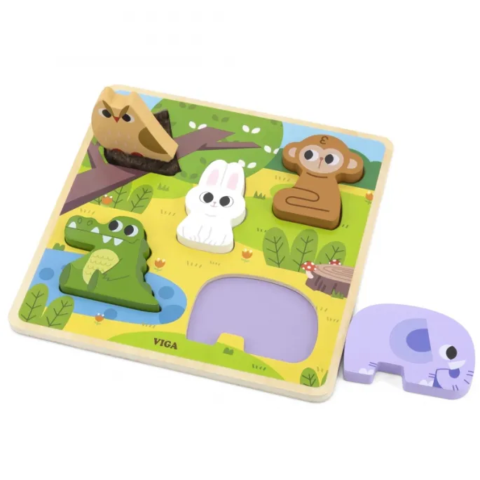 Zabawka edukacyjna z drewnianymi puzzlami