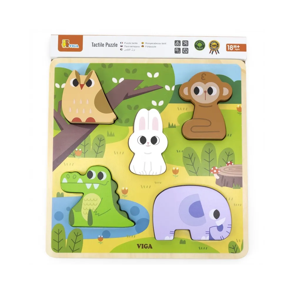 VIGA Drewniana Układanka Puzzle Zwierzątka Las do Dopasowania