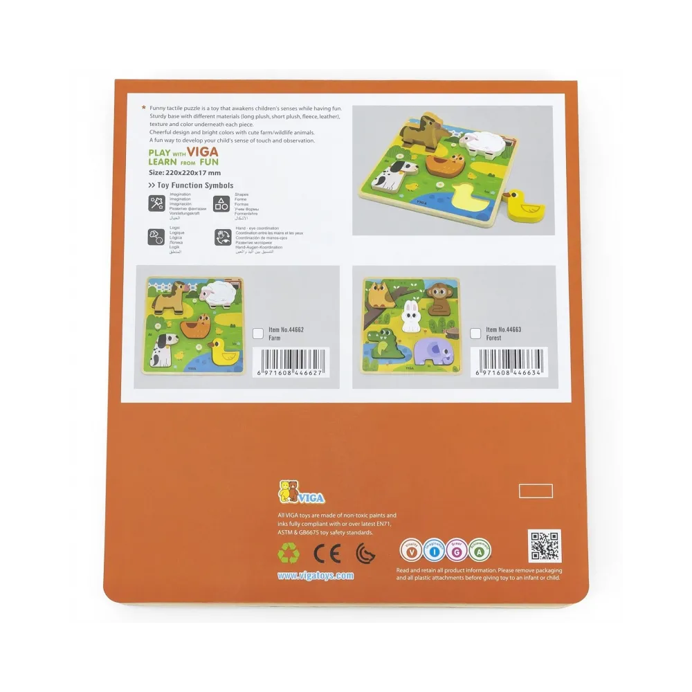 VIGA Drewniana Układanka Puzzle Zwierzątka Las do Dopasowania