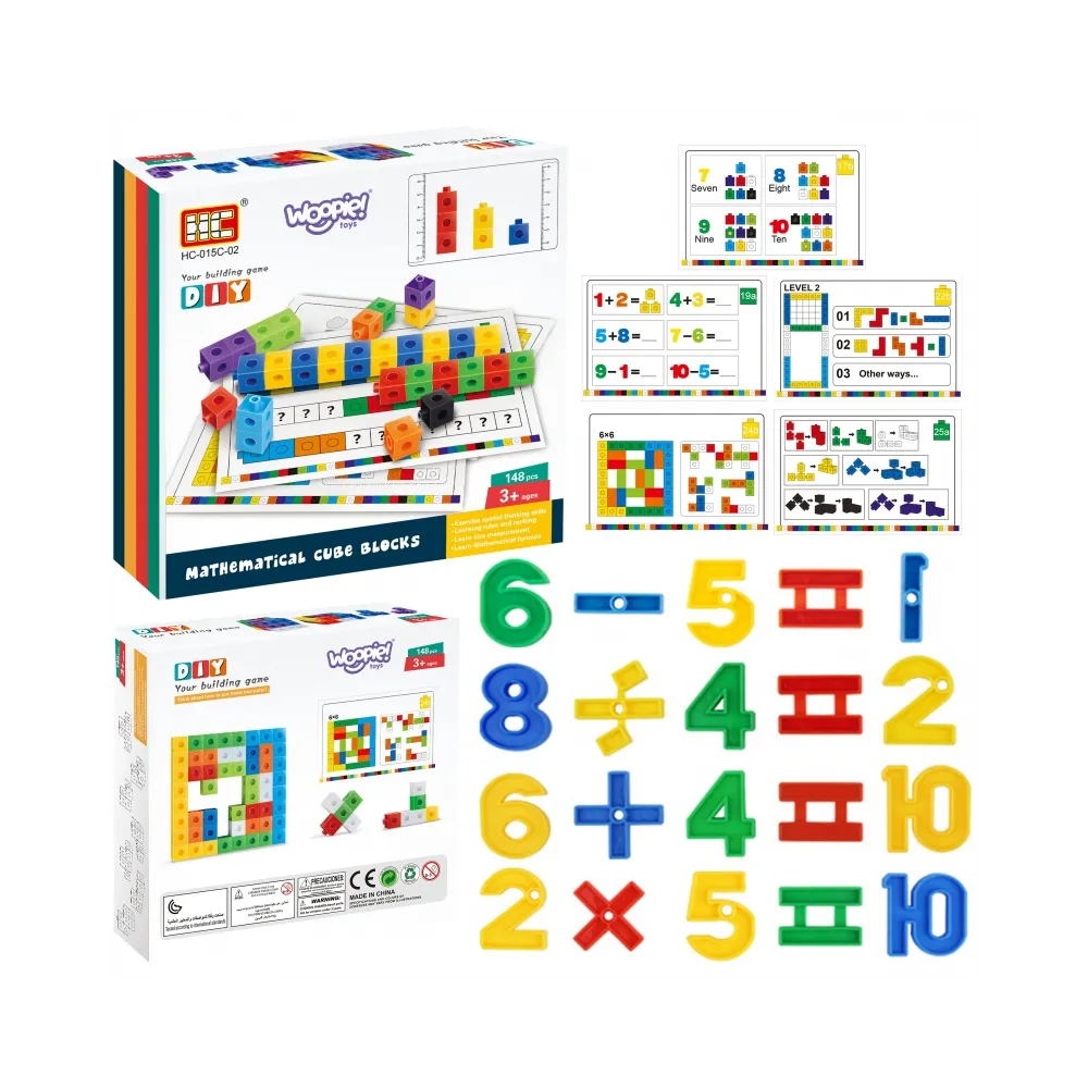 WOOPIE Gra Układanka Matematyczna Klocki Konstrukcyjne + Wzory 148 el.