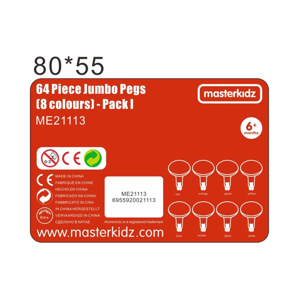 MASTERKIDZ Kolorowe Kołeczki Jumbo do Tablicy STEM 64 Szt. - 8 Kolorów