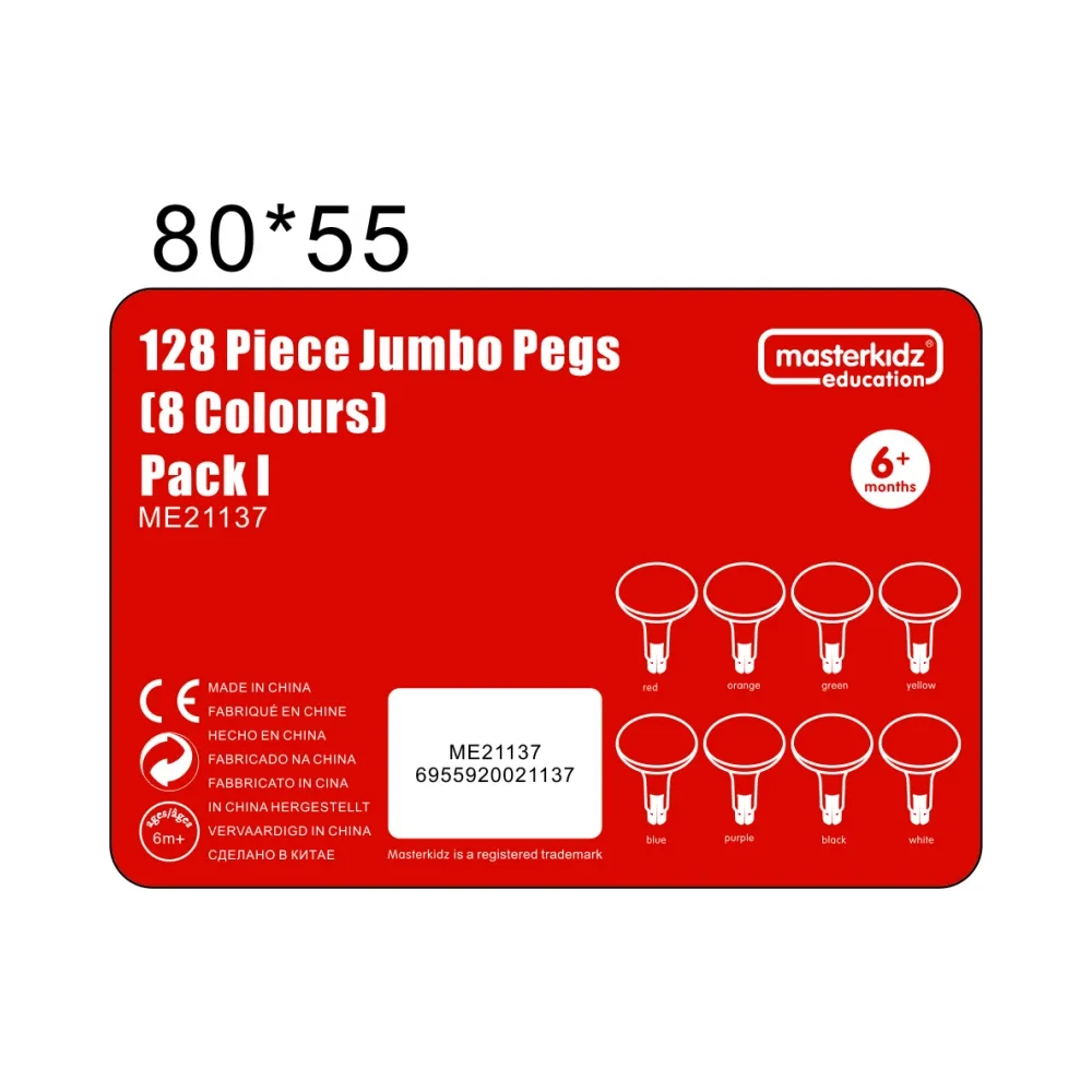 MASTERKIDZ Kolorowe Kołeczki Jumbo do Tablicy STEM 128 Szt. - 8 Kolorów