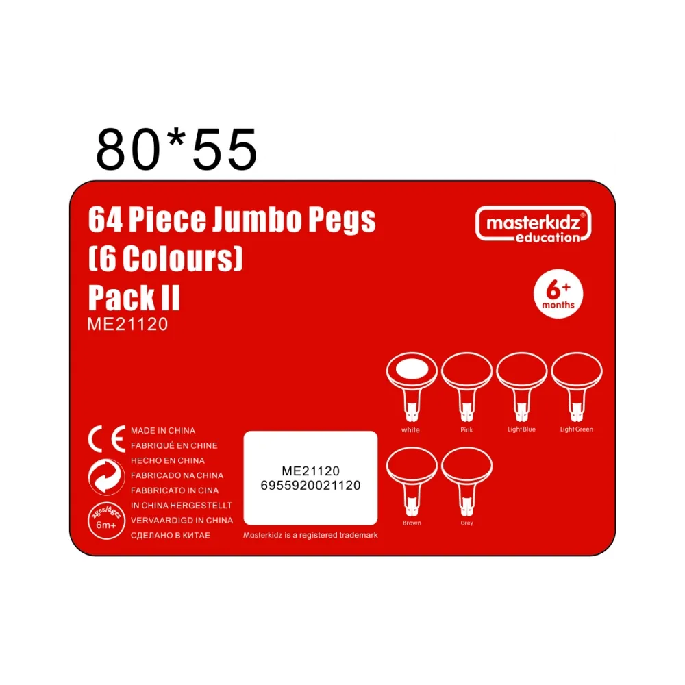 MASTERKIDZ Kolorowe Kołeczki Jumbo do Tablicy STEM 64 Szt. - 6 Kolorów