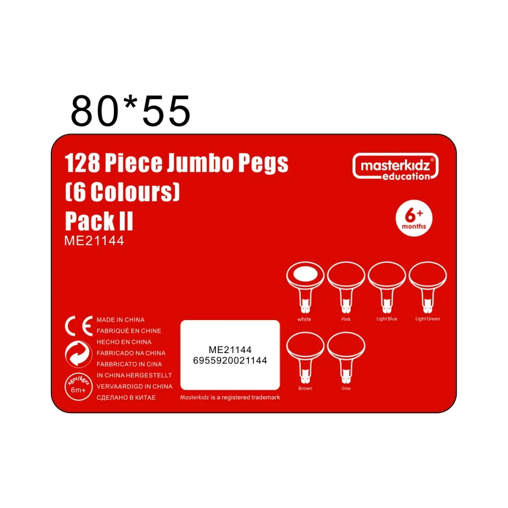 MASTERKIDZ Kolorowe Kołeczki Jumbo do Tablicy STEM 128 Szt. - 6 Kolorów