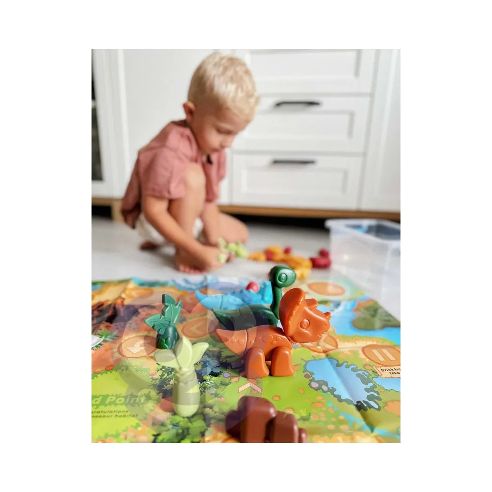 WOOPIE Zestaw Konstrukcyjny 2w1 Gra Planszowa Dinozaury + Kostka 46 el.