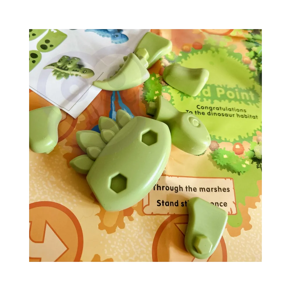 WOOPIE Zestaw Konstrukcyjny 2w1 Gra Planszowa Dinozaury + Kostka 46 el.