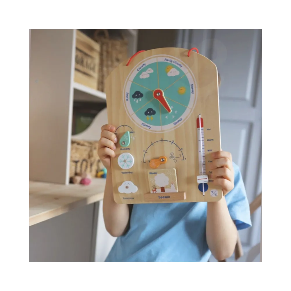 Tooky Toy Edukacyjne Pudełko Montessori Układanka Liczydło Tablica Pogody 6w1 od 3 Lat