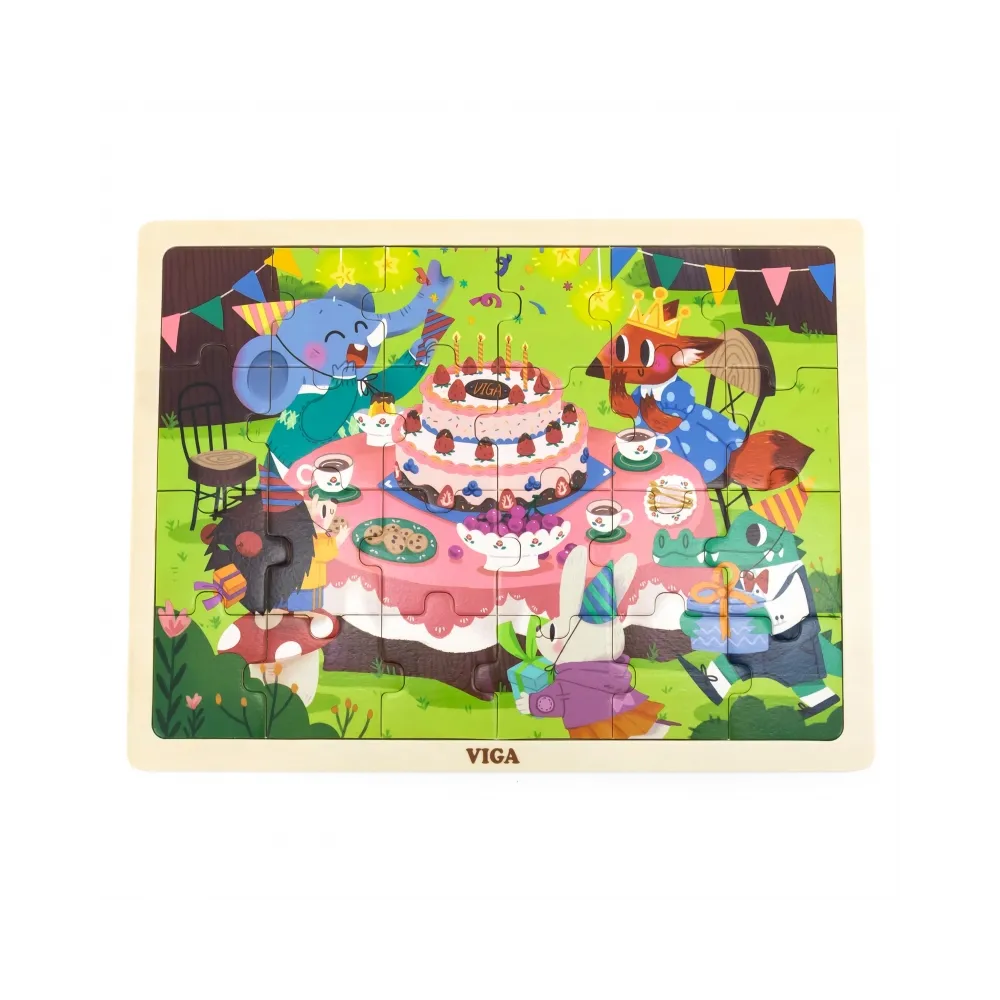 VIGA Drewniane Puzzle Układanka 24 el. Przyjęcie Urodzinowe