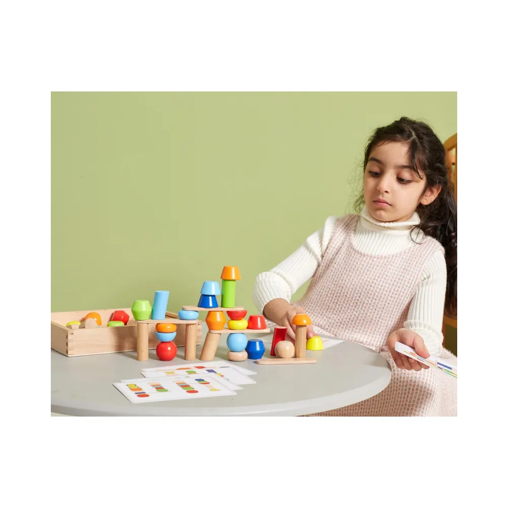 VIGA Drewniane Klocki Geometryczne Układanka 52 el.