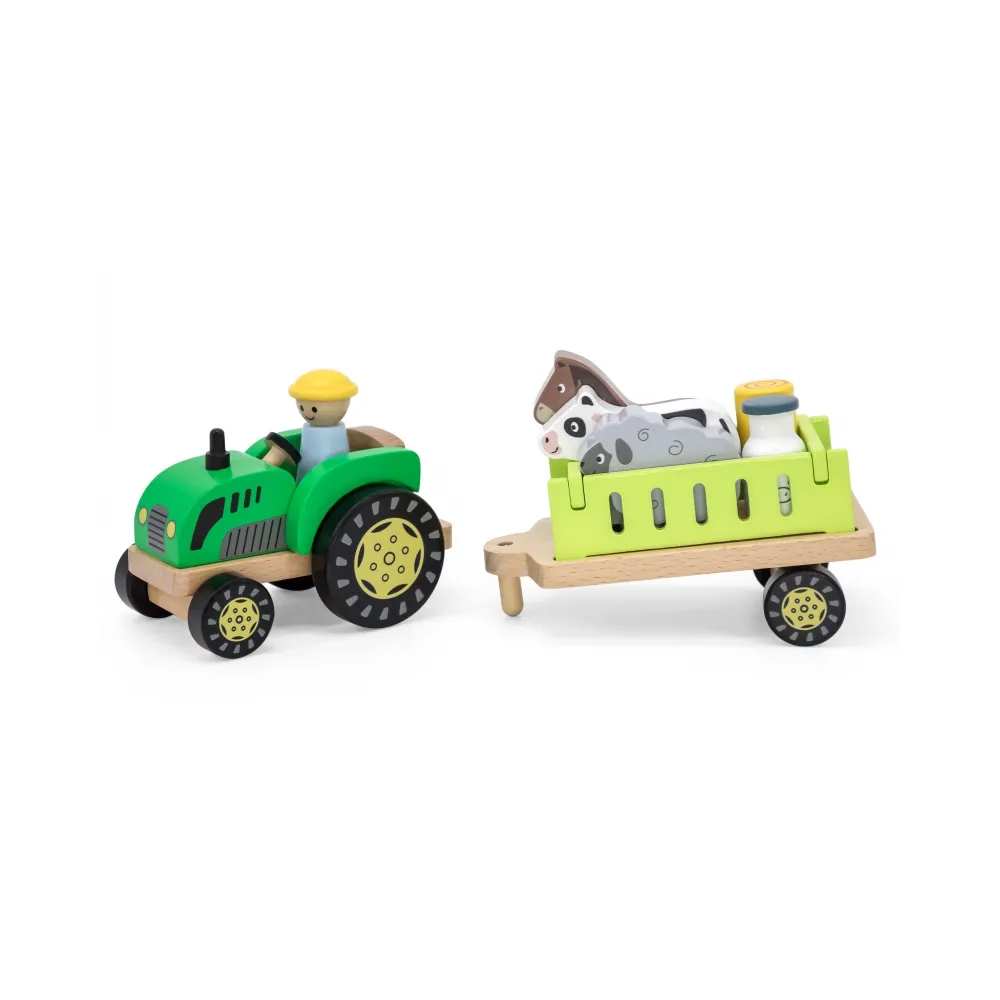 VIGA Traktor Drewniany Zwięrzatka Farma Zagroda