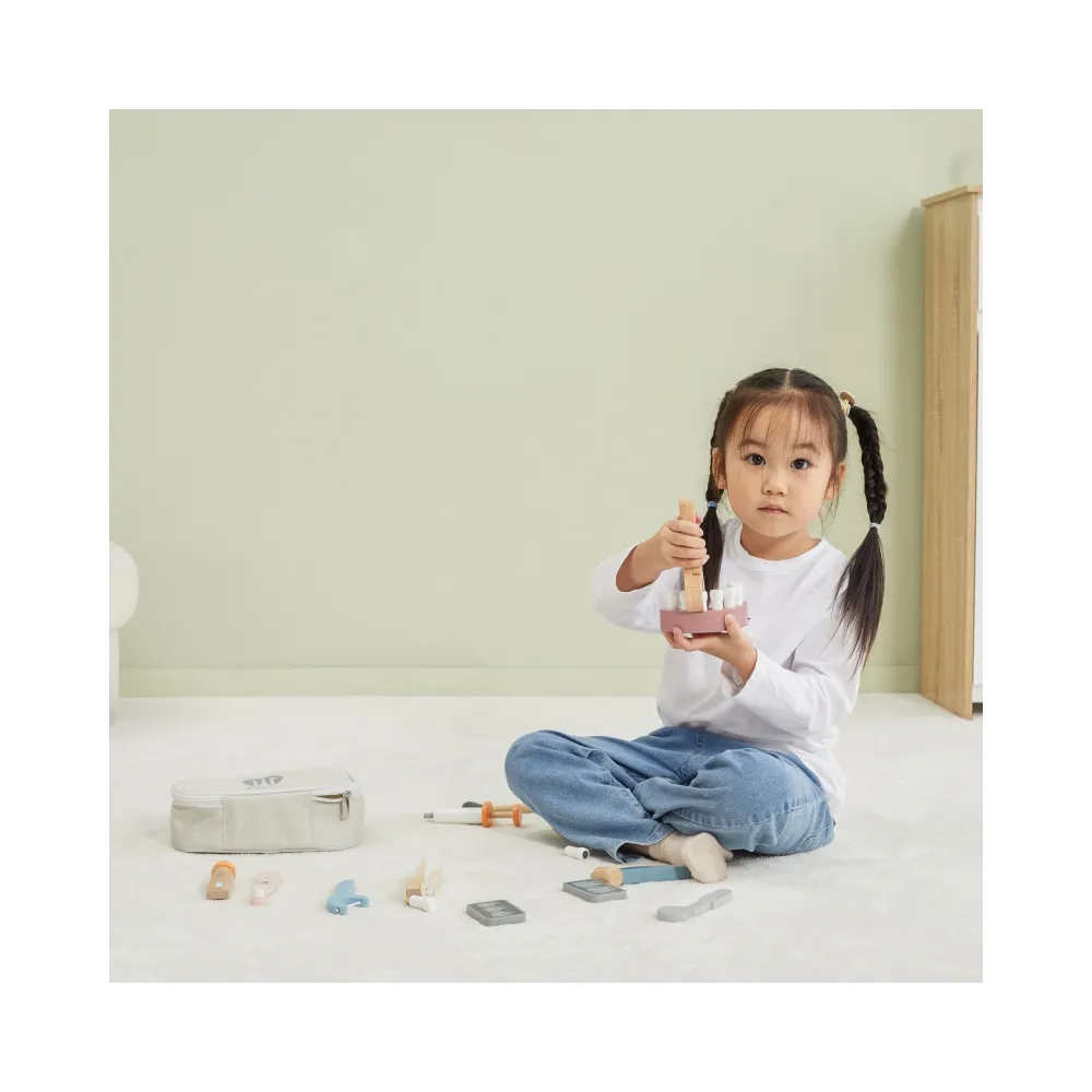 VIGA PolarB Drewniany Zestaw Dentysty Torba