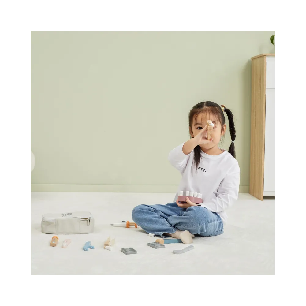 VIGA PolarB Drewniany Zestaw Dentysty Torba