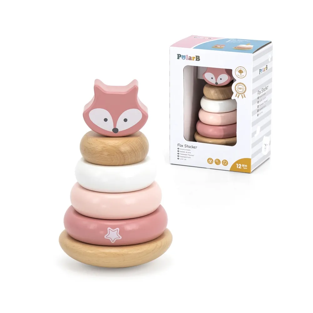 VIGA PolarB Drewniana Piramidka Edukacyjna - Lisek