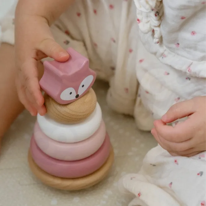 Piramidka edukacyjna z 6 krążkami w pastelowych kolorach