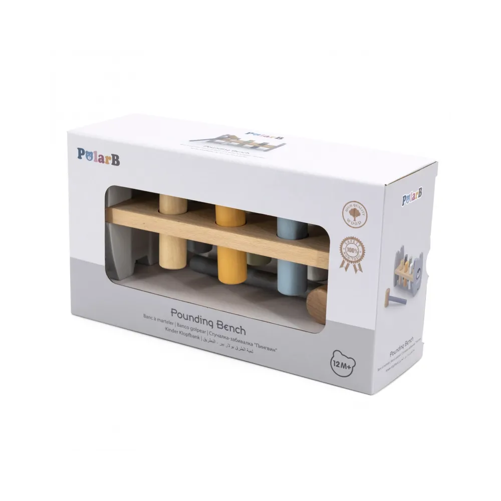 VIGA PolarB Drewniana Przebijanka Wbijanka z Młoteczkiem Pingwinek Montessori