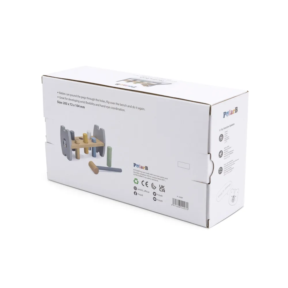 VIGA PolarB Drewniana Przebijanka Wbijanka z Młoteczkiem Pingwinek Montessori