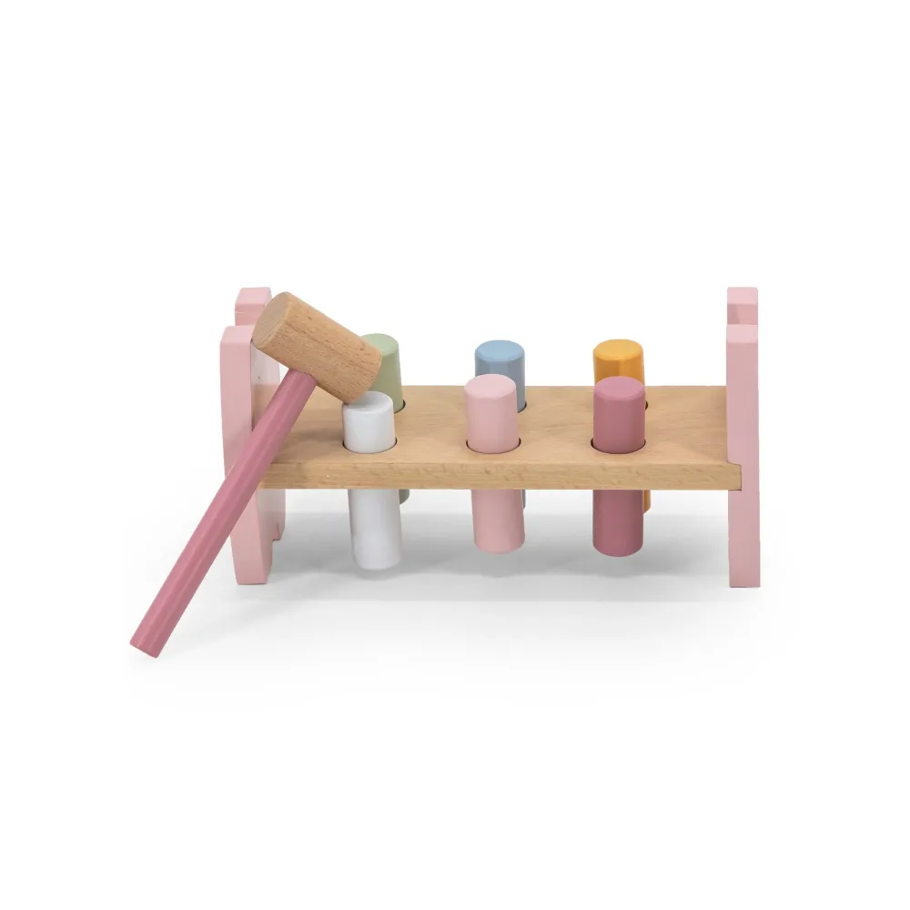 VIGA PolarB Drewniana Przebijanka Wbijanka z Młoteczkiem Lisek Montessori