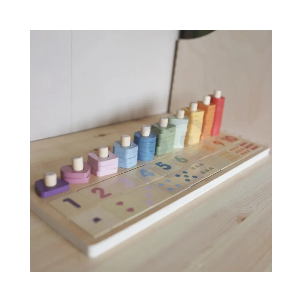 Liczydło drewniane z elementami do sortowania i rozpoznawania cyfr