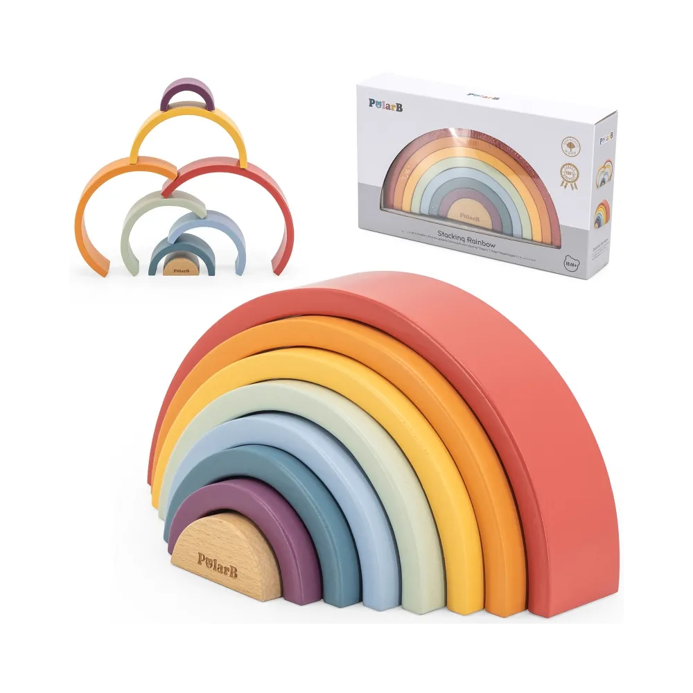 VIGA PolarB Drewniana Tęcza Układanka Klocki Kreatywne Montessori