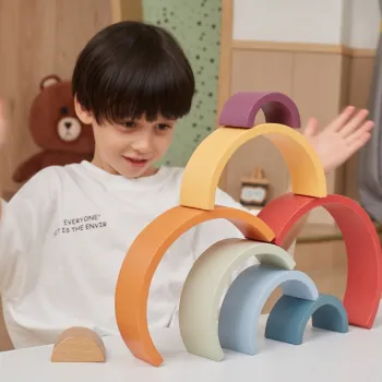 VIGA PolarB Drewniana Tęcza Układanka Klocki Kreatywne Montessori
