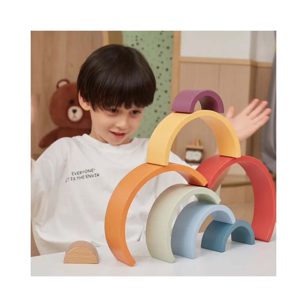 VIGA PolarB Drewniana Tęcza Układanka Klocki Kreatywne Montessori