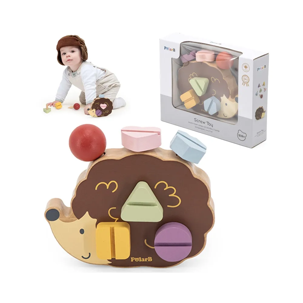 VIGA PolarB Drewniana Zabawka Konstrukcyjna Jeżyk ze Śrubkami Montessori