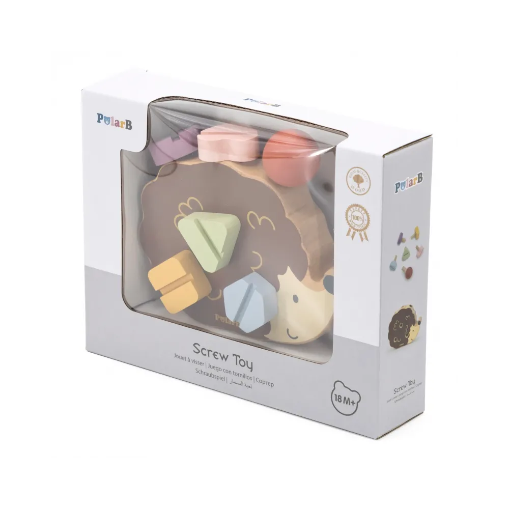 VIGA PolarB Drewniana Zabawka Konstrukcyjna Jeżyk ze Śrubkami Montessori