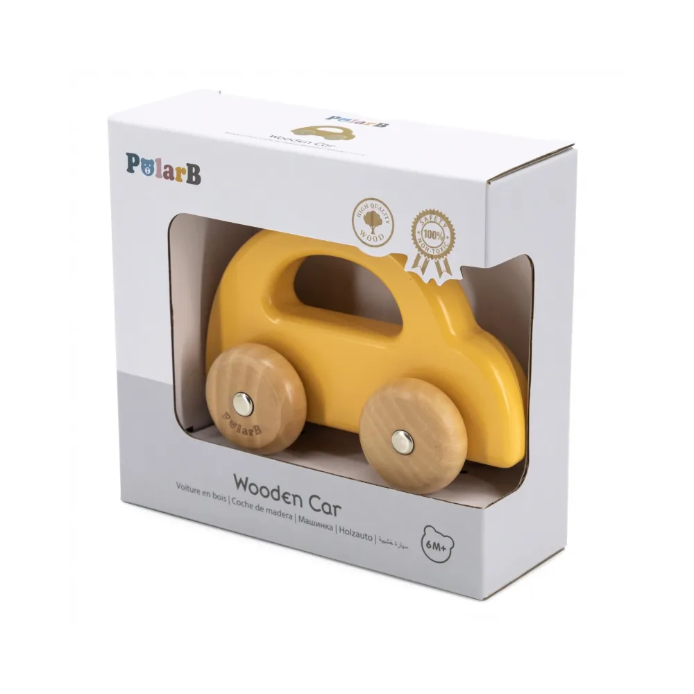 VIGA PolarB Drewniany Samochodzik do Pchania Żółty