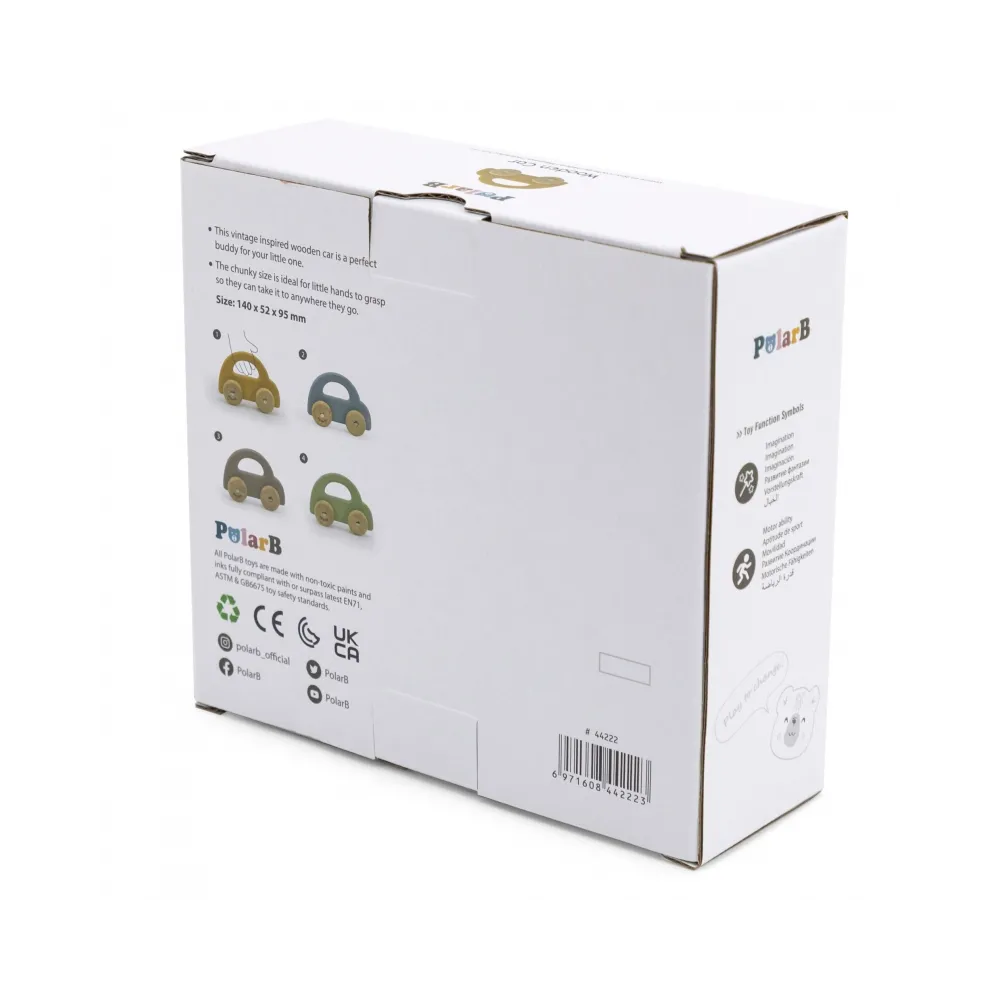 VIGA PolarB Drewniany Samochodzik do Pchania Żółty