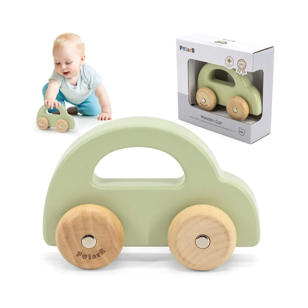 VIGA PolarB Drewniany Samochodzik do Pchania Zielony