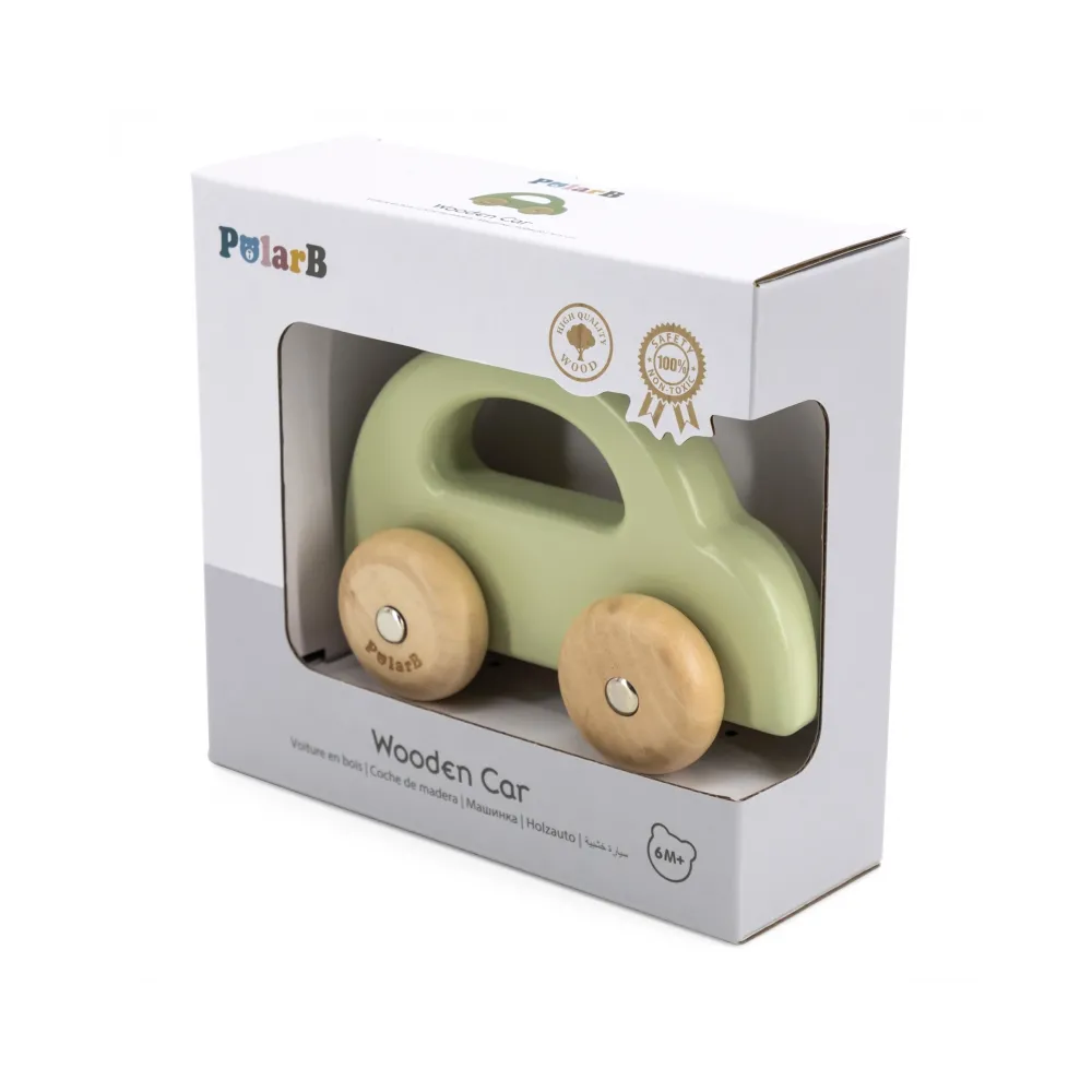 VIGA PolarB Drewniany Samochodzik do Pchania Zielony