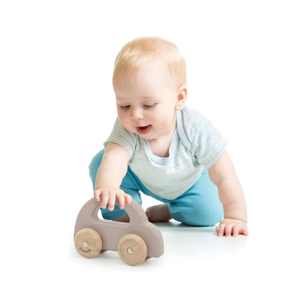 VIGA PolarB Drewniany Samochodzik do Pchania Brązowy