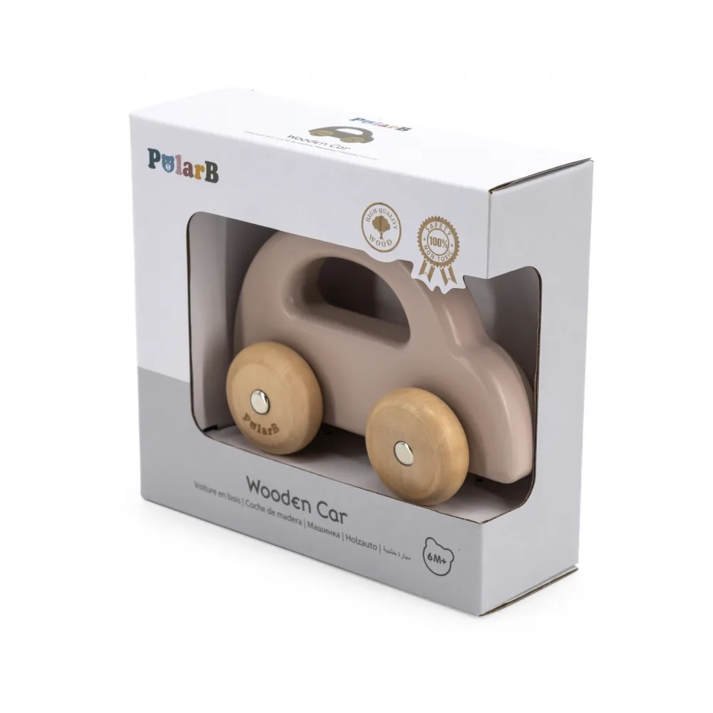 VIGA PolarB Drewniany Samochodzik do Pchania Brązowy