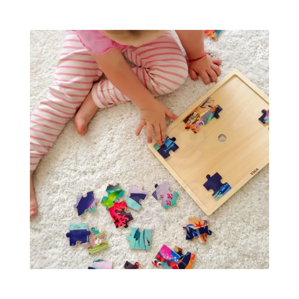 VIGA Drewniane Puzzle Układanka 24 el. Sekrety Morza